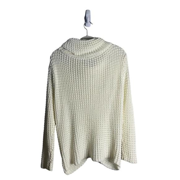 Zenana Premium Women's Ivory Button Accent Cowl Neck Sweater - Picture 8 of 8